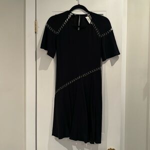 A.L.C. Black Silk Dress with Silver Ring Detail